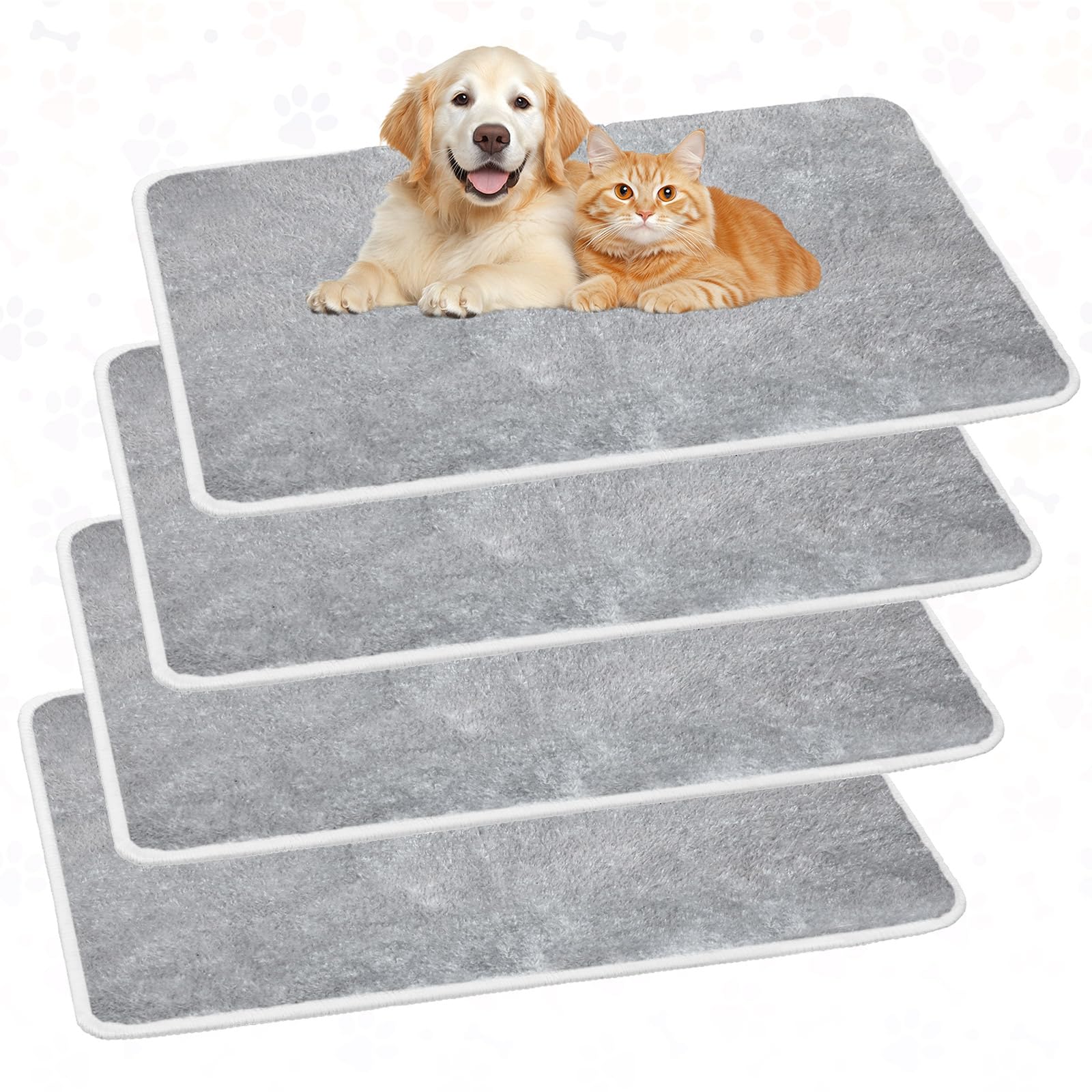 Drydiet 4 Pcs Pet Carrier Pad Travel Pet Reversible Dog Mat Replacement Liners for Travel Dog Bed Pad Washable Plush Double Sided Bed Mat for Cat