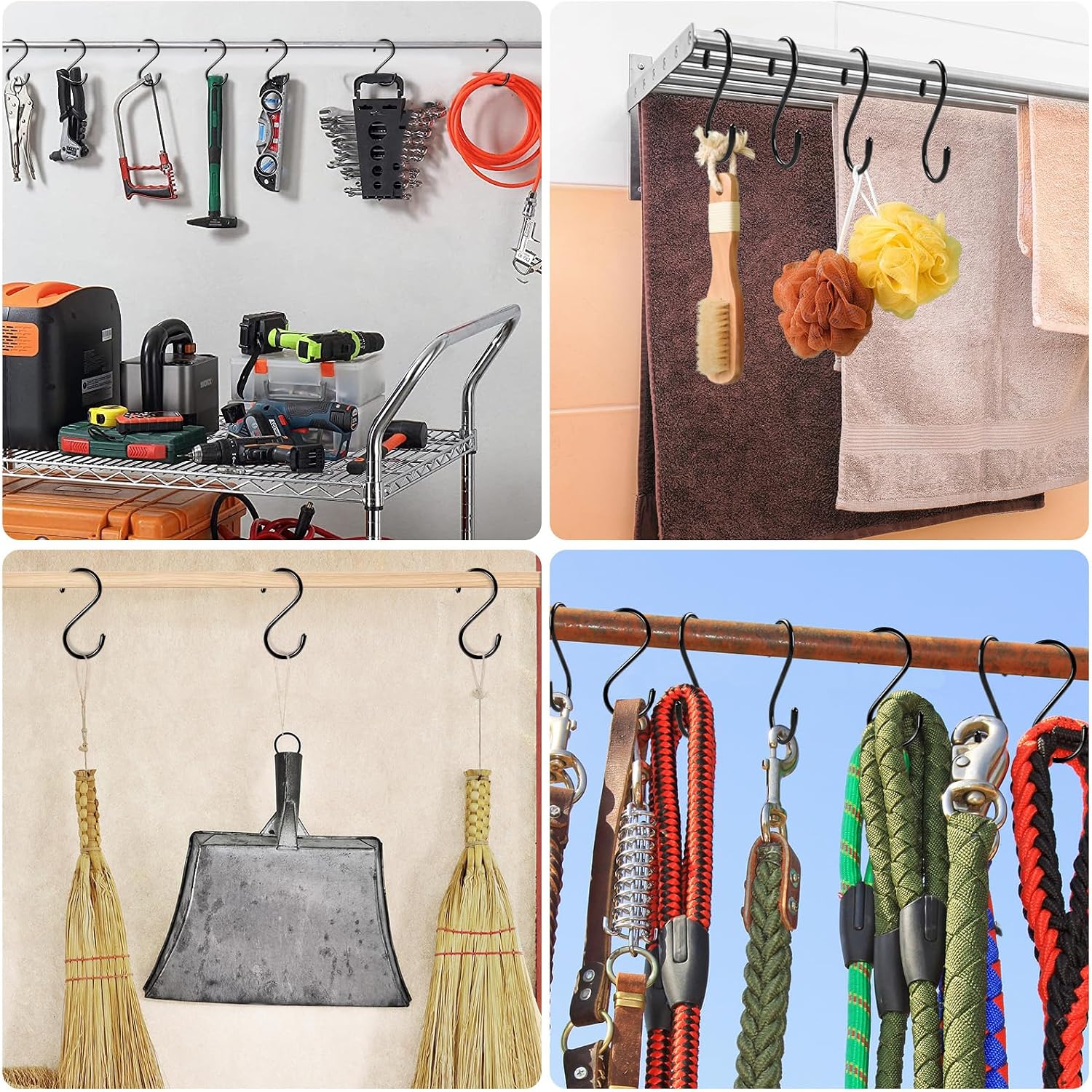 6 Pack Heavy Duty S Hooks for Hanging, Non Slip Vinyl Coated S Hook for Hanging Closet,Jeans, Pots, Mugs, Pans, Bird Feeders Kitchen and Large S Hook for Hanging Plants- 5 inch Length