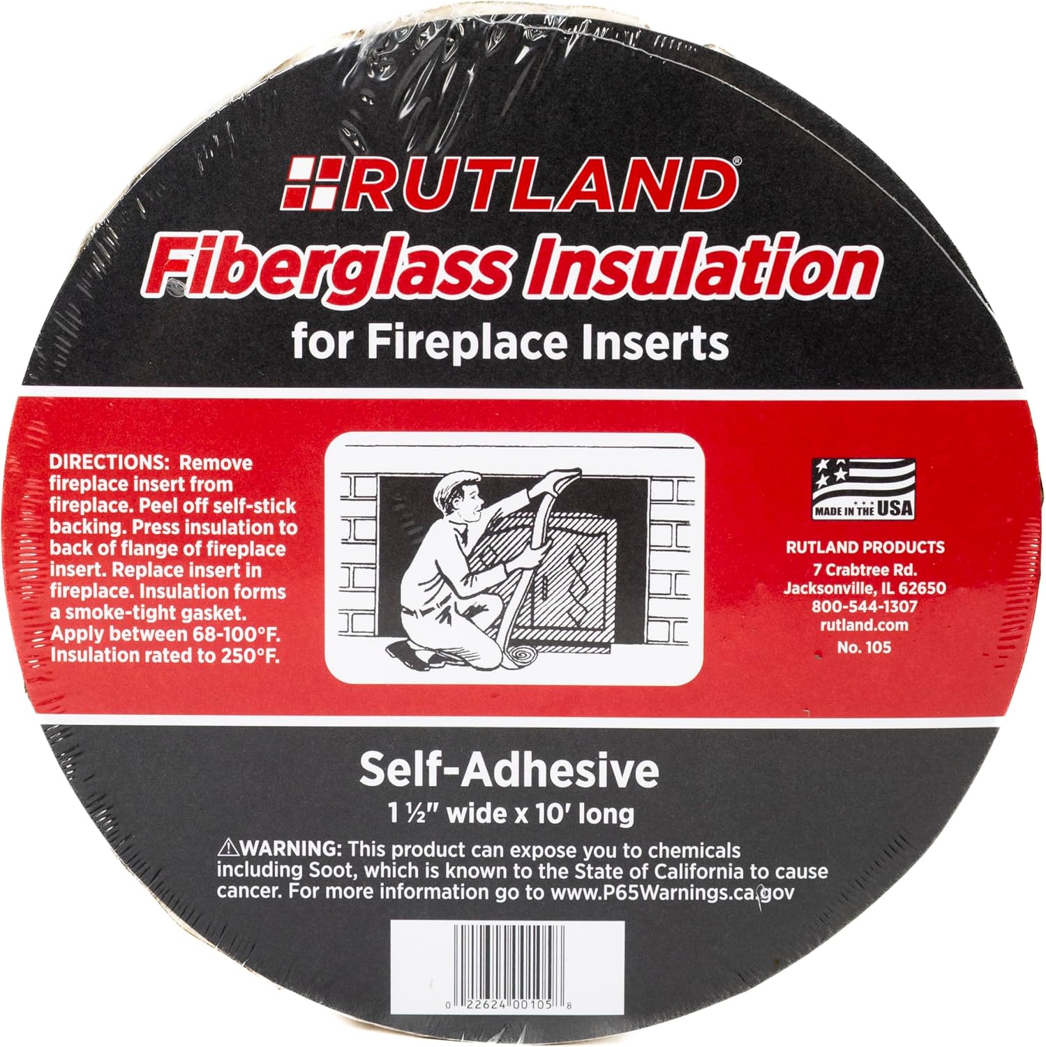 Rutland Products 1111 Fireplace Insert Insulation Fiberglass, 1-1/2-Inch by 10-Feet, 1-1/2" x 10', Yellow, Model:105