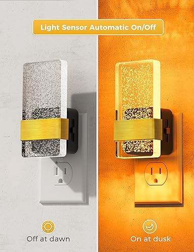 Miniatura 2 de L LOHAS LED Luz nocturna 2 unidades, luces nocturnas ámbar enchufables a la pared, sensor de atardecer a amanecer, luz nocturna LED regulable de 0 a