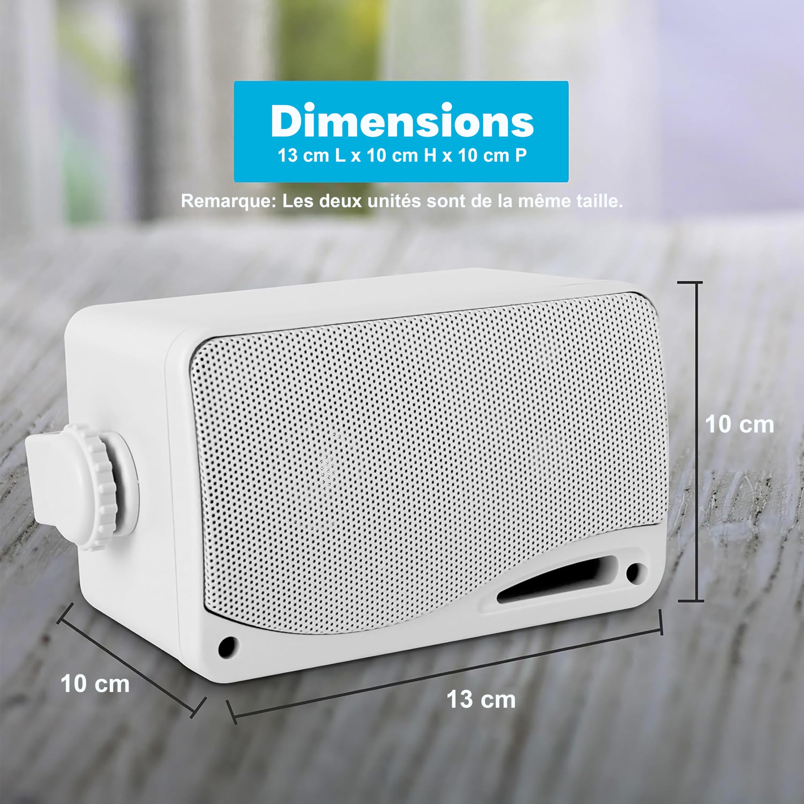 Pyle Enceinte d'Extérieur Étanche 200W 3 voies Haut Parleurs de Montage Marin Blanc