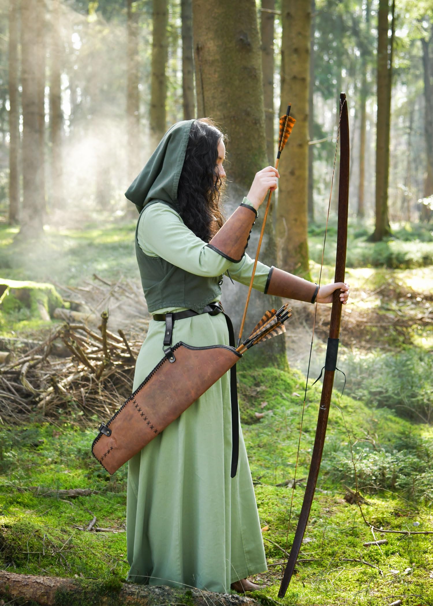 Battle-Merchant Mittelalter Lederköcher für Pfeile | Hüftköcher aus Leder, Seitenköcher für Bogenschießen, Mittelalter Zubehör für LARP & Cosplay