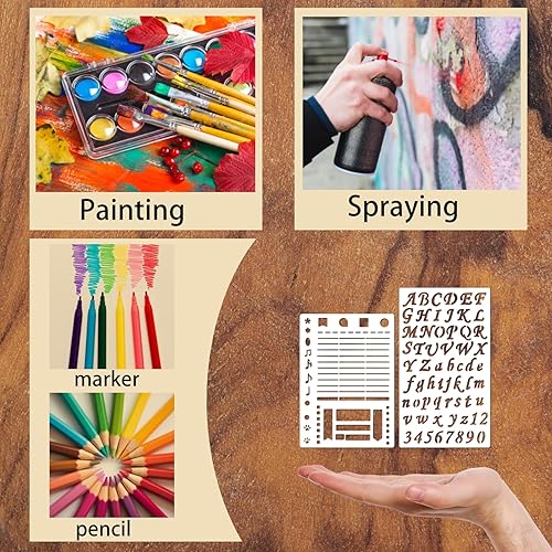 Miniatura 6 de Plantillas de plantillas de letras reutilizables para pintura, madera, plástico, números, plantillas de alfabeto para cuaderno, diario, decoraciones