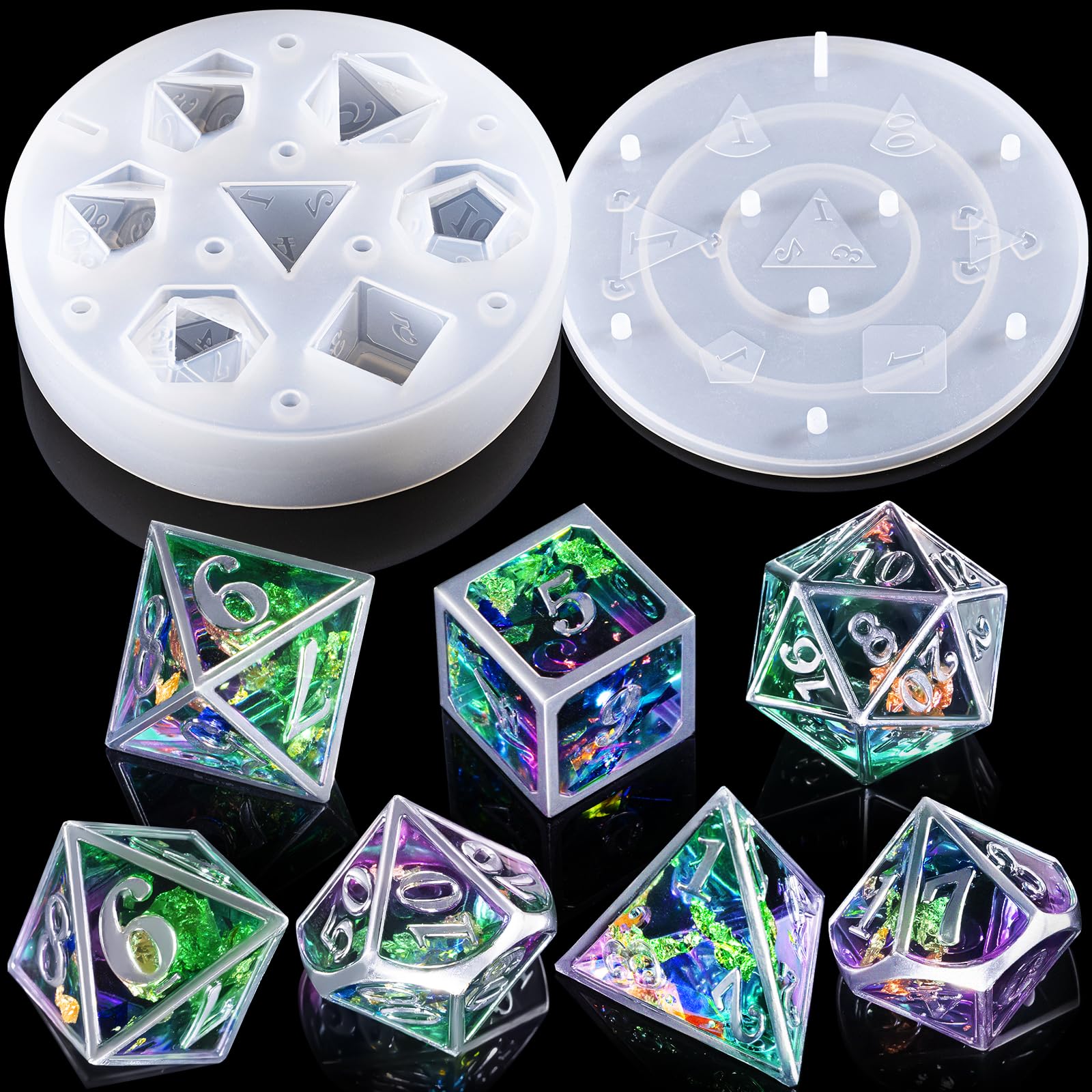 LET'S RESIN Upgraded Large DND Silicone Molds for Resin with 7 Cavities, Polyhedral Stereoscopic Game Epoxy Resin Molds for DIY Dice Making, Table Board Game โ image 1