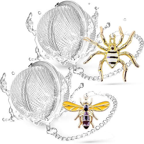 Infusor de té, 2 unidades, colador de té TeaSanavie hecho a mano, abeja y araña, hoja suelta, bola de té más empinada con dije de abeja, infusores