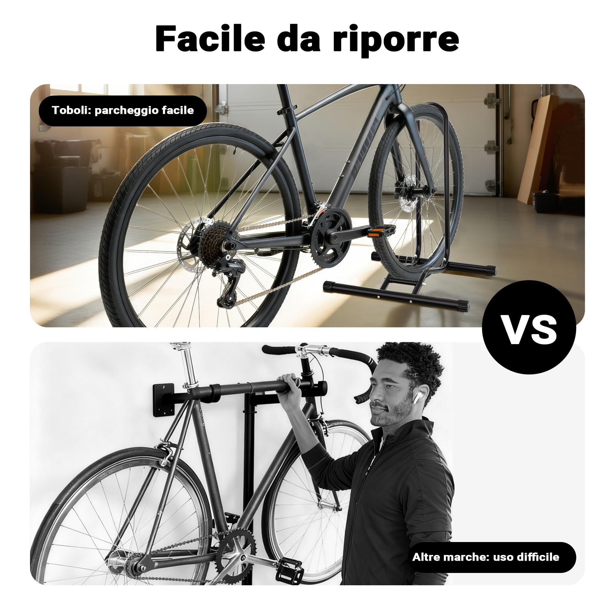 Portabici Mobile 1 Bicicletta Cavalletto per riparazioni/Montaggio per Pneumatici Larghi 60mm