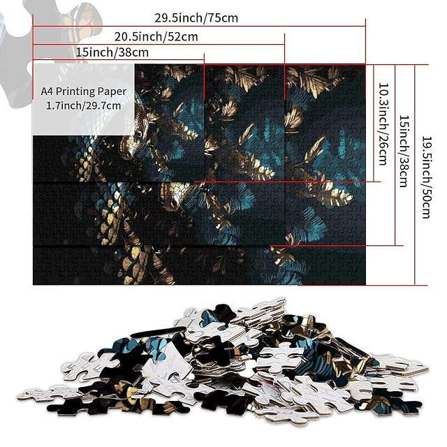 Foto 3 de 5 de Rompecabezas de 1000 Piezas para Adolescentes diseño de Serpiente geométrica Azul Juegos educativos Juguete…