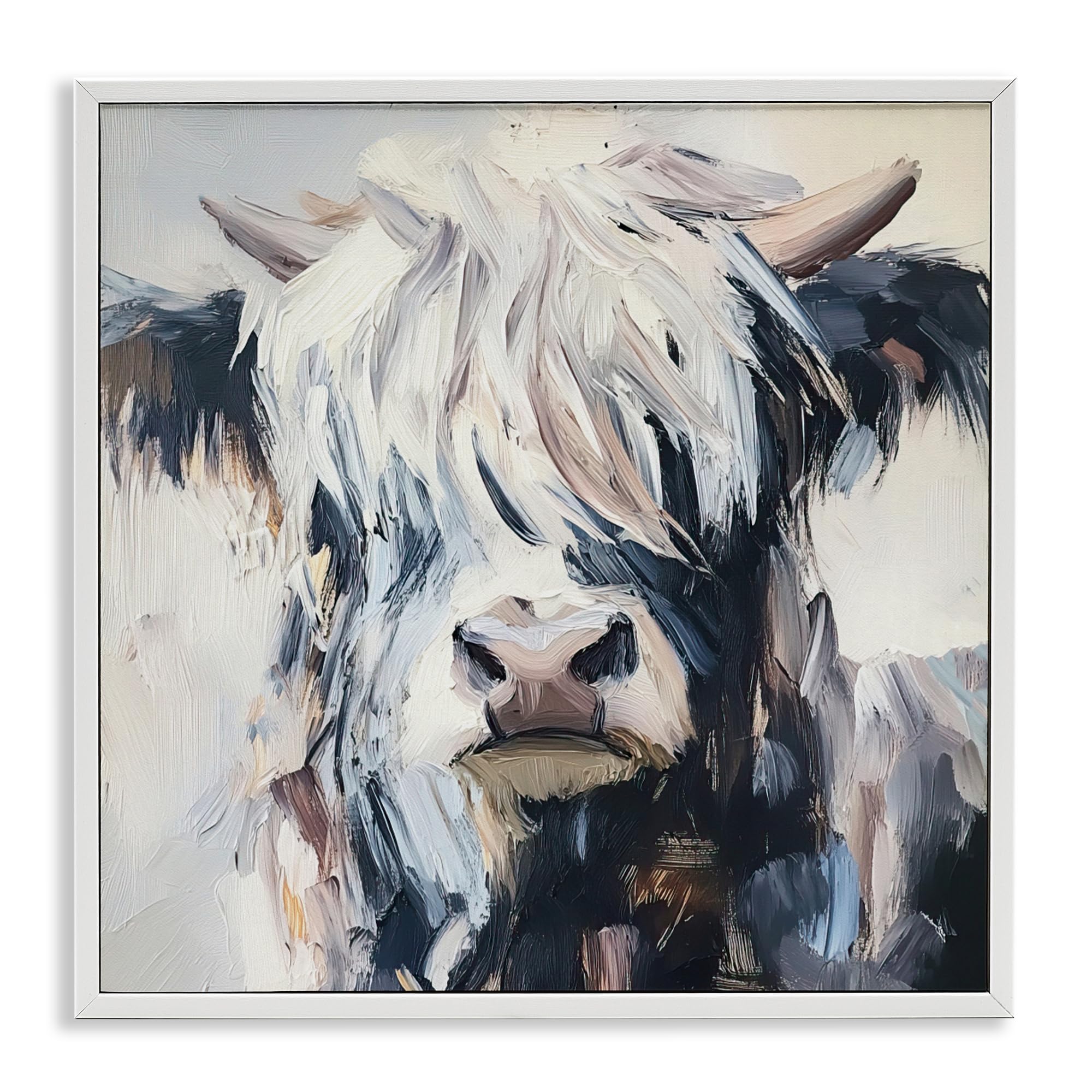 Stupell Industries 'Scruffy Little Highland', Framed Giclee Art, White, 17 x 17 Inches, Easy to Hang and Sturdy, Made in USA, by Tina LeCour