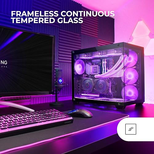 Mars Gaming MCV4 Black, Custom XXL E-ATX Gaming Tower, Frameless Front and Side Tempered Glass Window, Modular Dual Chamber Structure - 2