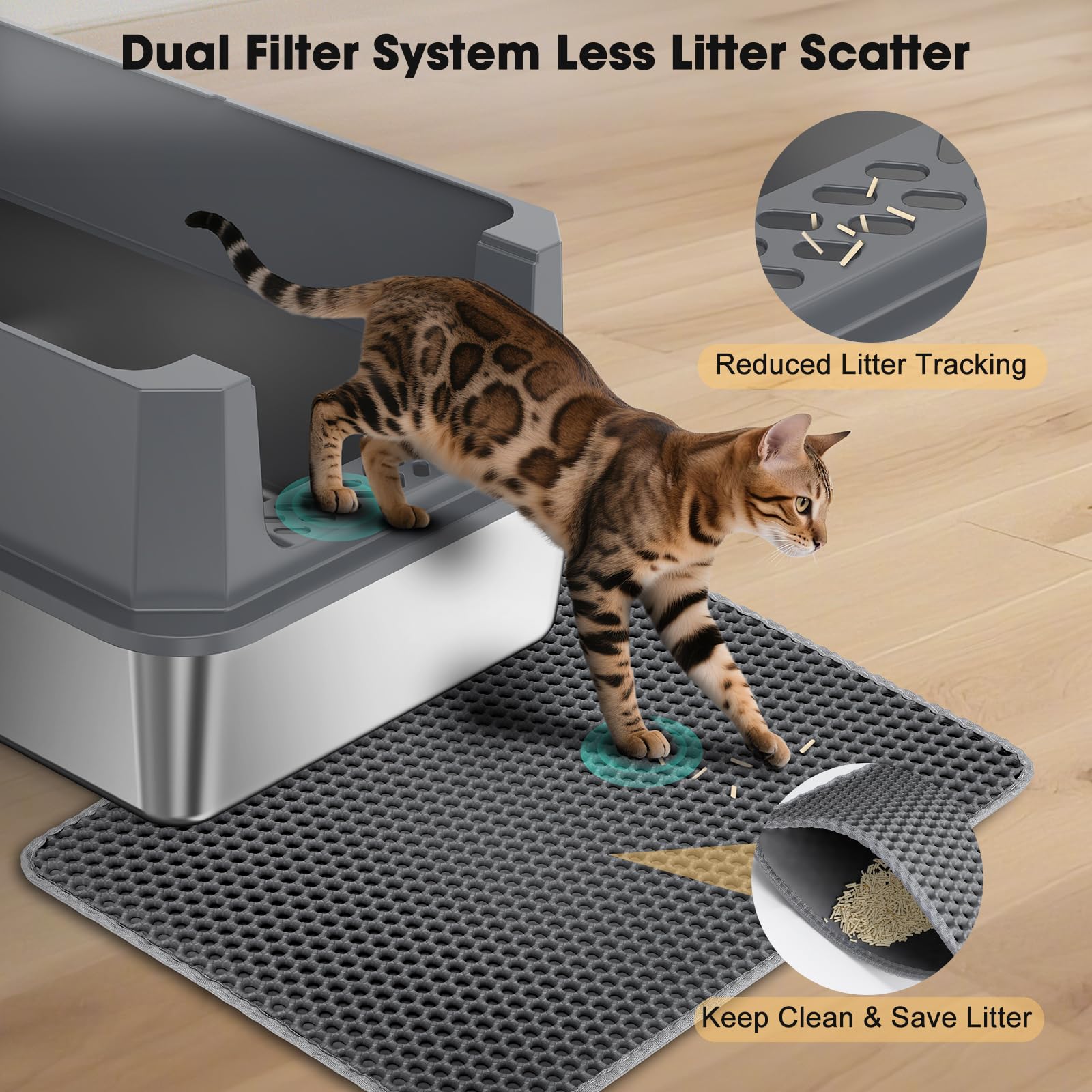 Amazon | FURTIME ステンレス 蓋付き 猫用トイレ XL メタル猫用トイレ