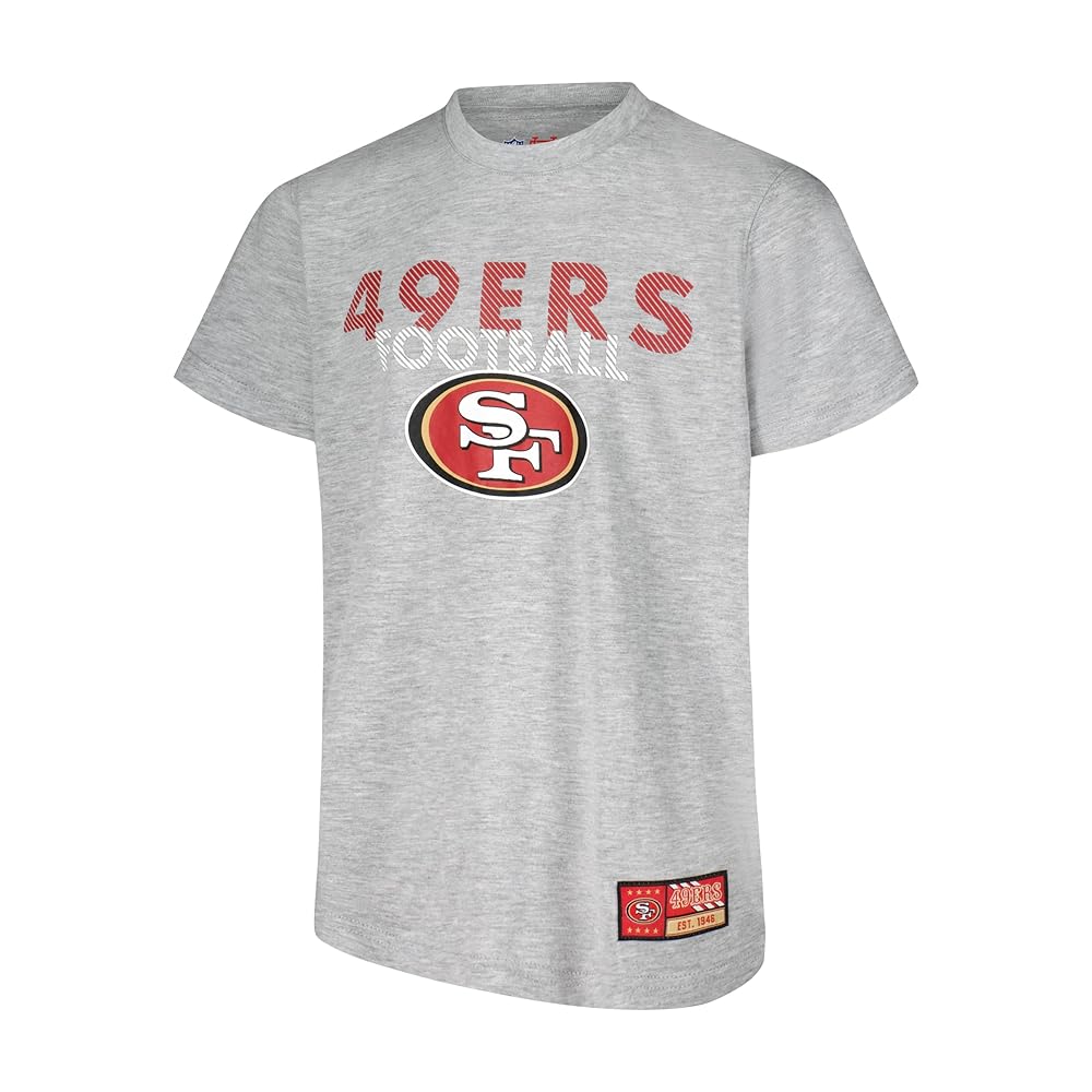 Ultra Game NFL Official Youth Super Soft Game Day T-Shirt, San Francisco 49ers, Heather Gray, 8