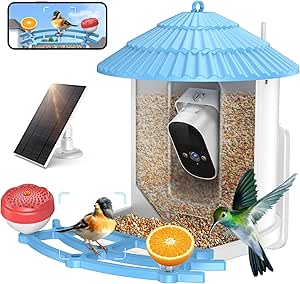 Bird Feeder with Camera, 4MP HD Smart Bird House with AI Identify Bird Species and Solar Panel, Auto Capture Bird Videos & Pictures with Instant Notifications, Ideal Gift for Bird Lover Watching Birds asin的图片
