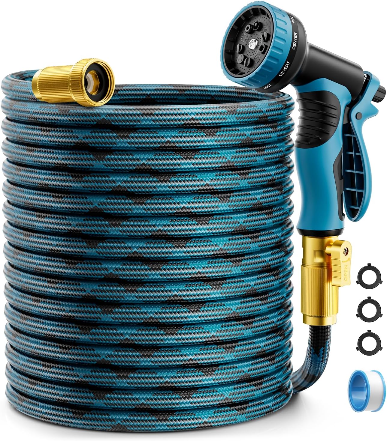 Garden Hose, Non-Expandable Water Hose 75 ft, Flexible, Kink & Leak Proof Water Pipe with 10-Function Spray Nozzle, Lightweight Outdoor Hose for Yard, Lawn, Car Wash, RV and Home Use