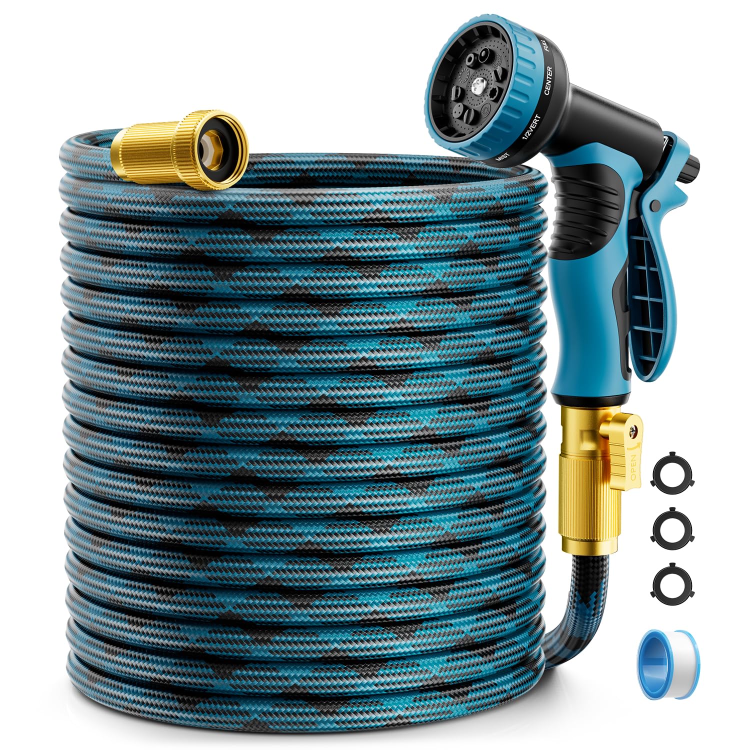 Photo 1 of Garden Hose, Non-Expandable Water Hose 100ft, Flexible, Kink & Leak Proof Water Pipe with 10-Function Spray Nozzle, Lightweight Outdoor Hose for Yard, Lawn, Car Wash, RV and Home Use