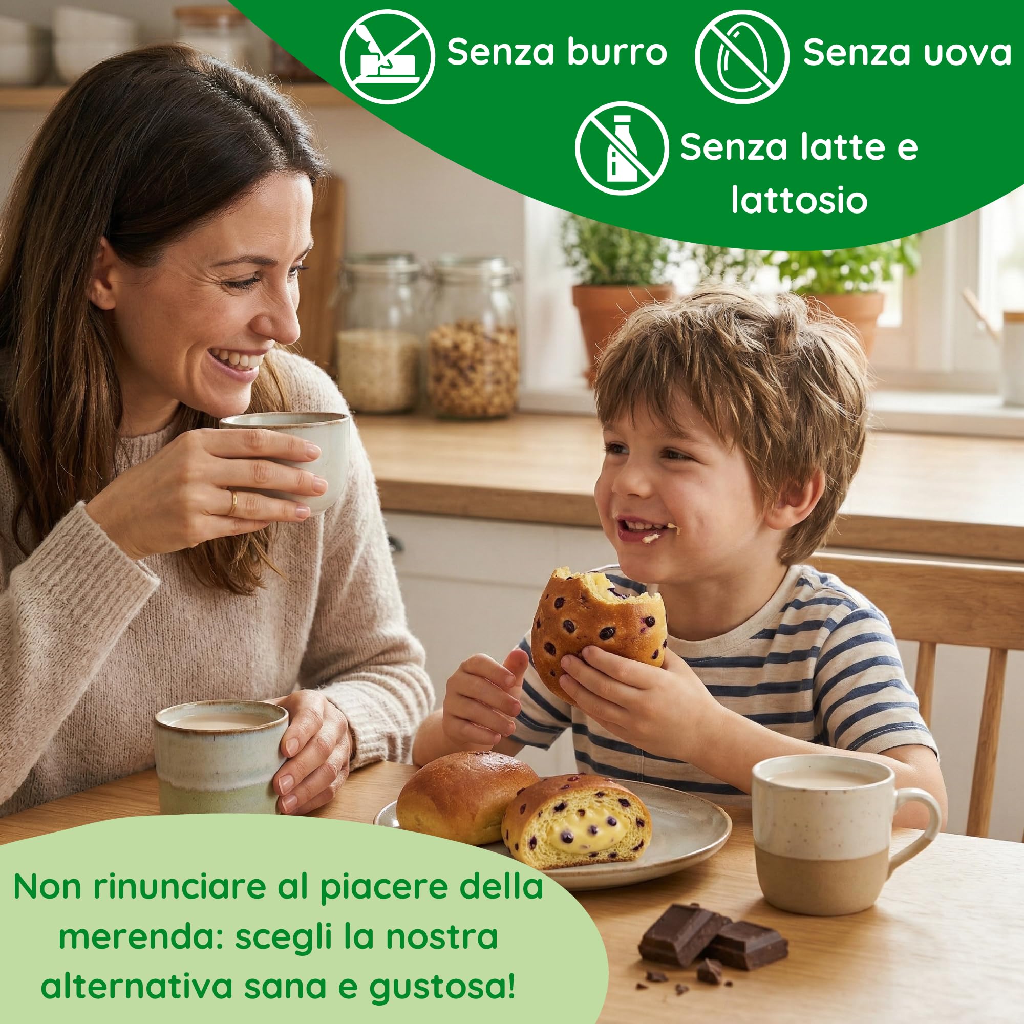 Brioche Vegane 2 Gusti con Crema al Pistacchio e Caramello Salato, Senza Lattosio, Latte e Uova, Merendine Artigianali Plant Based con Lievito Madre, 45gr x 24pz. (6 Confezioni) - Vegan With Love