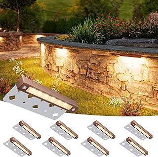 VOLISUN 7 Inch Retaining Wall Lights, 2700K Hardscape Lighting, 8 Pack | IP65 Waterproof, Cuttable Low Voltage Landscape Lighting, 12V Paver Lights, 3W Outdoor Step Lights, ETL