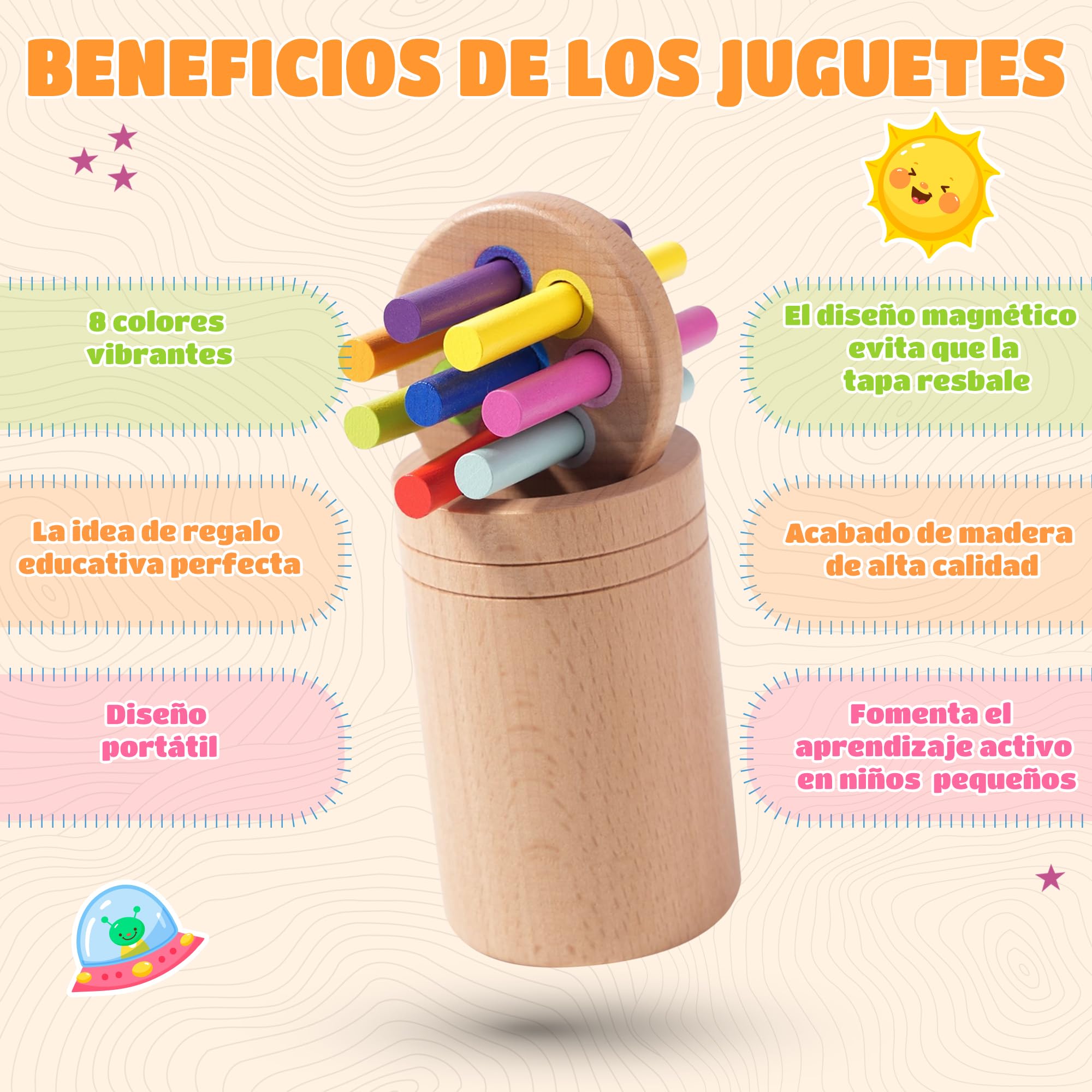 Yaani Varillas de clasificación Montessori A partir de 1 año, juguete para bebé de 6 meses, juguete Montessori