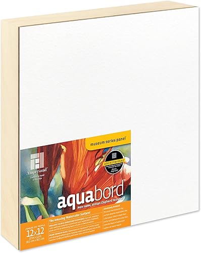 Miniatura 38 de Ampersand Art Supply Panel de pintura de acuarela: Serie Museo Aquabord, perfil plano de 1/8 pulgadas, 6 "x 6" - Paquete de 4