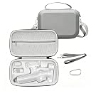 BOSSNOUK Case for DJI Osmo Mobile 7/7P/8, Hard EVA Carrying Case with PU Leather Exterior, Shoulder Strap, Wrist Strap & Carabiner, Portable Gimbal Storage Bag, Gimbal Not Included(Grey) gallery image