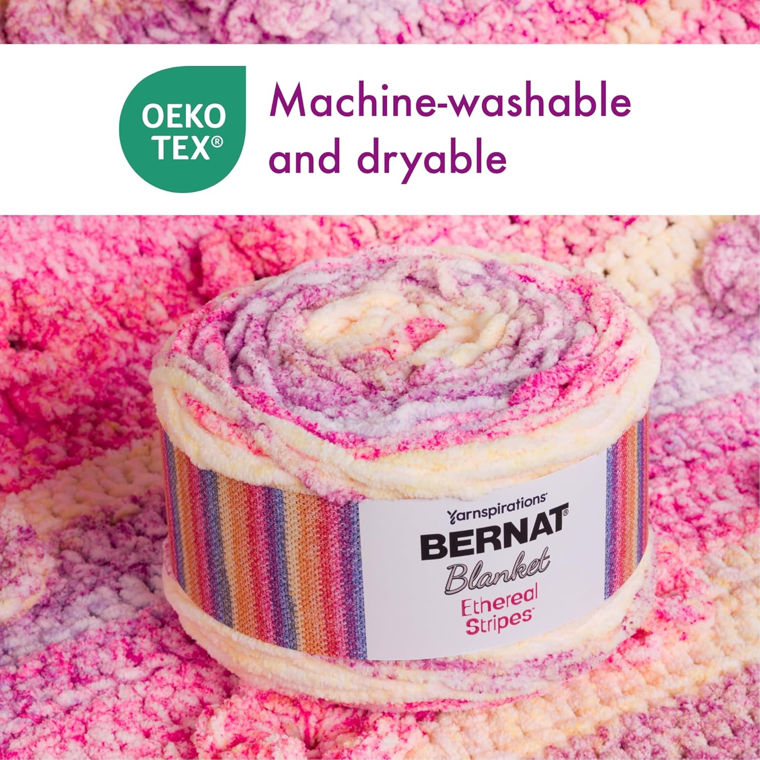 Bernat Blanket Ethereal Stripes Driftwood Yarn - 2 Pack of 300g/10.5oz - 100% Polyester - #6 Super Bulky - 220 Yards - Knitting/Crochet