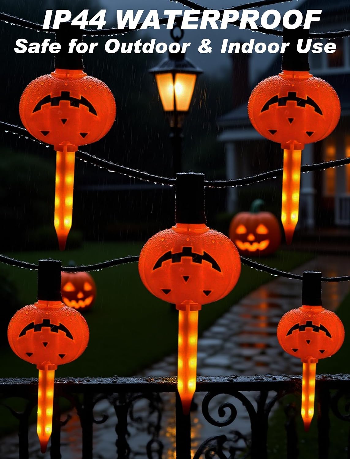 Nostalgic Halloween Pumpkin Bubble Lights, 7.5FT Light Up Pumpkin Night Light with 7 Bulbs, Vintage Plug in String Lights for Indoor Outdoor, Spooky Mantel & Porch Halloween Decorations