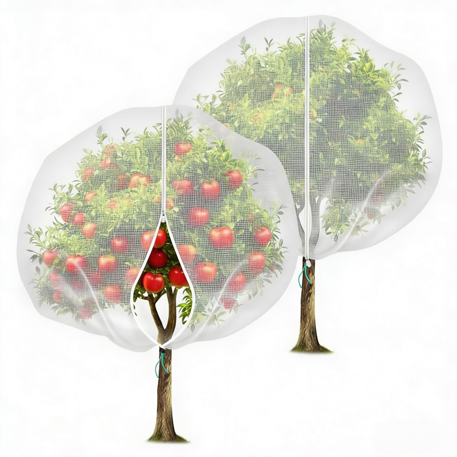Filet à Oiseaux de Jardin Lot de 2 avec Fermeture éclair Filet de Protection Contre Les Insectes Robuste pour légumes et Fleurs, Petits Arbres(300x300cm)