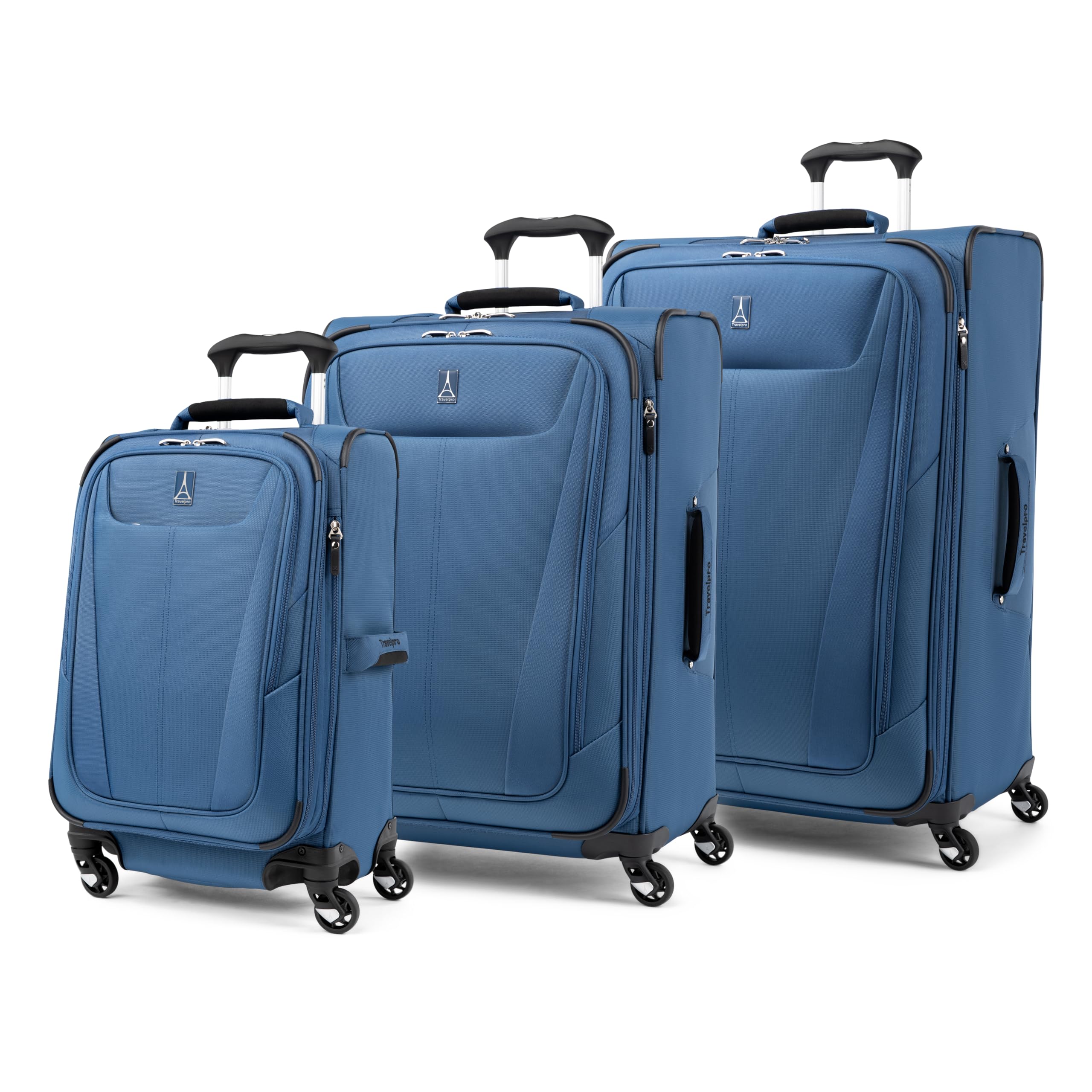 Travelpro Maxlite 5 Softside Expandable Luggage with 4 Spinner Wheels, Lightweight Suitcase, Men and Women, Ensign Blue, 3-Piece Set (21/25/29)