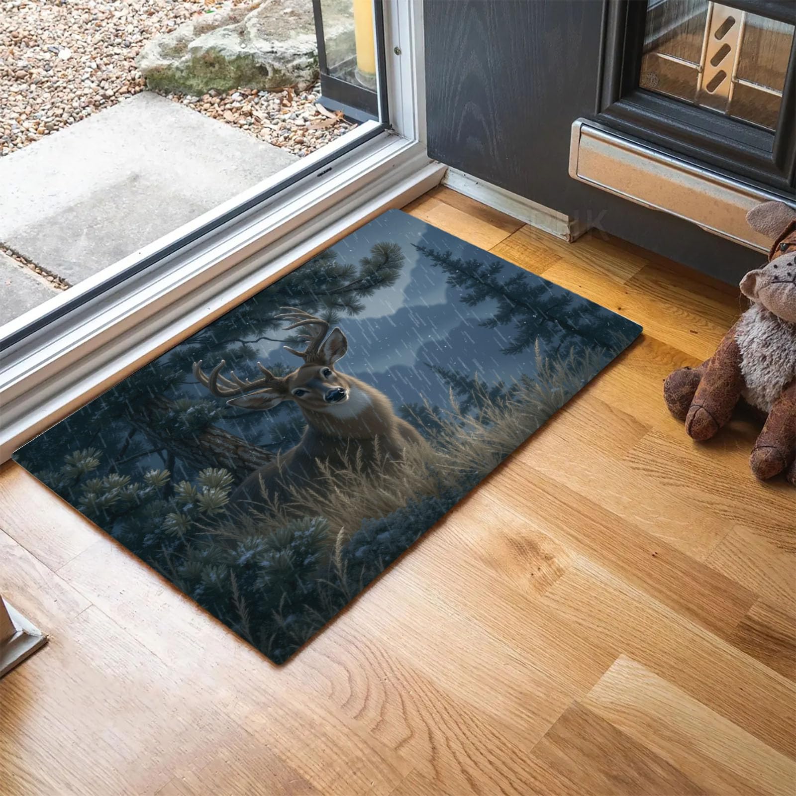 Tapis de porte à poil ras anti-saleté paillasson facile à laver