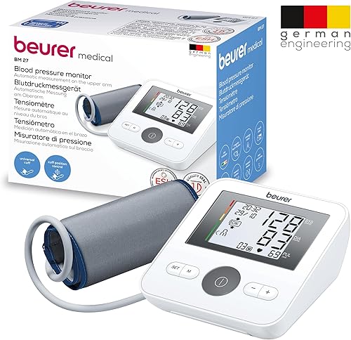 Miniatura 7 de Beurer BM27 Monitor de presión arterial para el brazo superior para uso doméstico con puño ajustable automático, 120 juegos de memoria, detección de