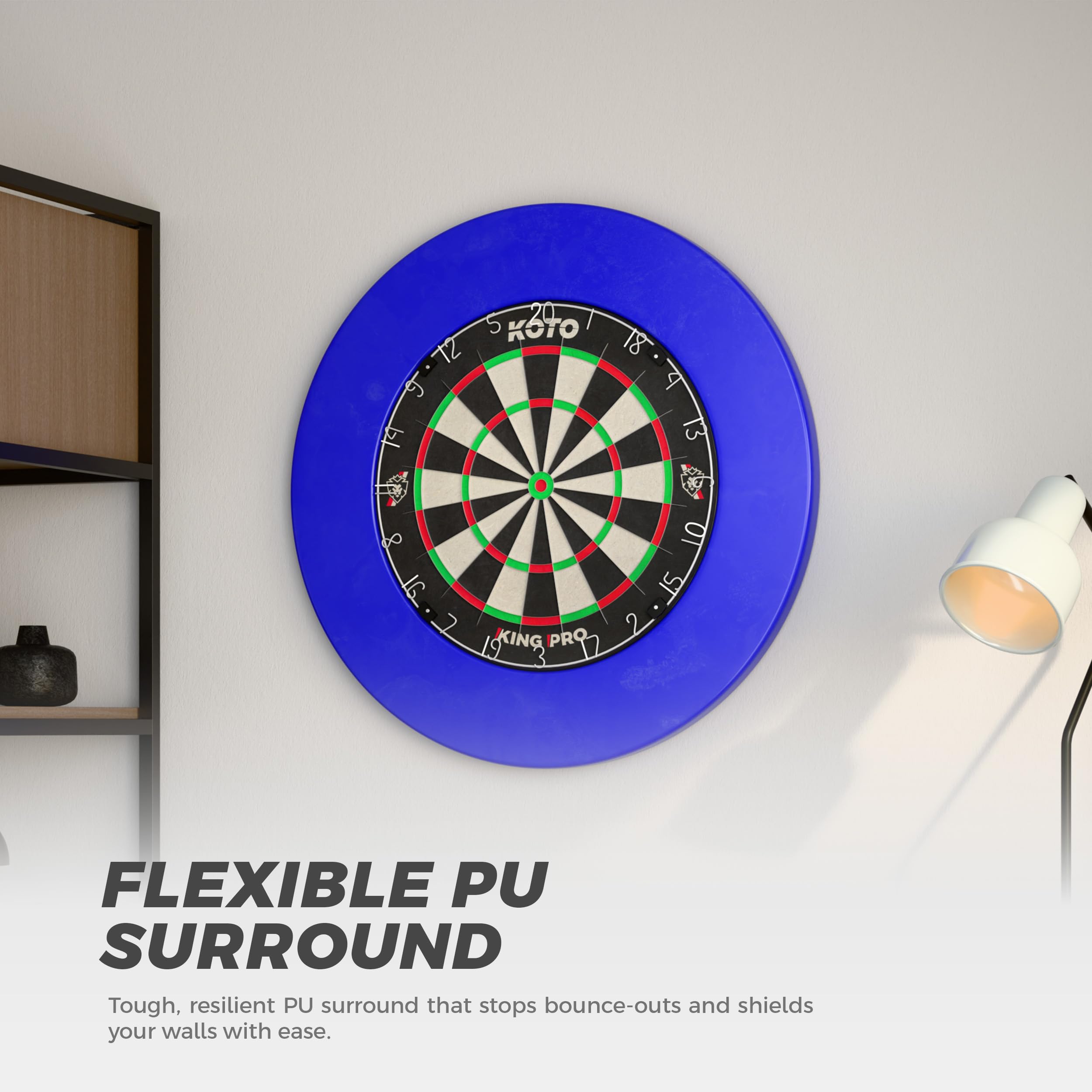 KOTO darts DARTSHOPPER – Protezione Muro Dartboard Blu, Protezione per Freccette, Surround per Freccette, Misura Ufficiale
