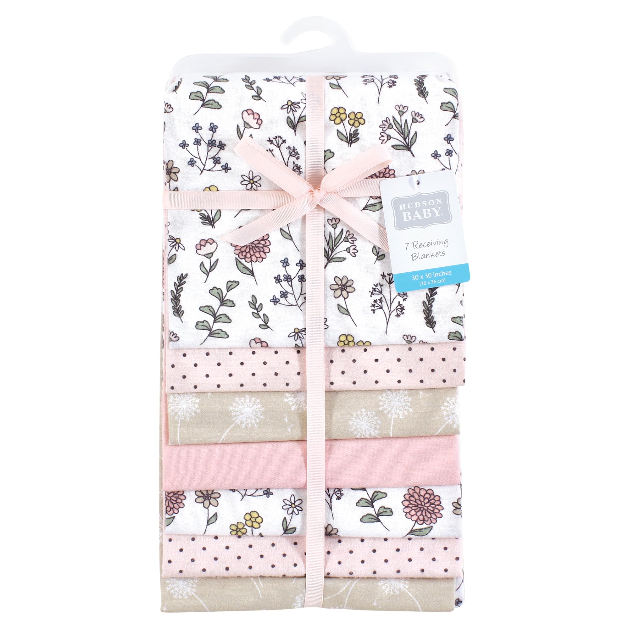 Hudson Baby Paquete de mantas unisex de franela de algodón para bebé, deseo de diente de león, talla única