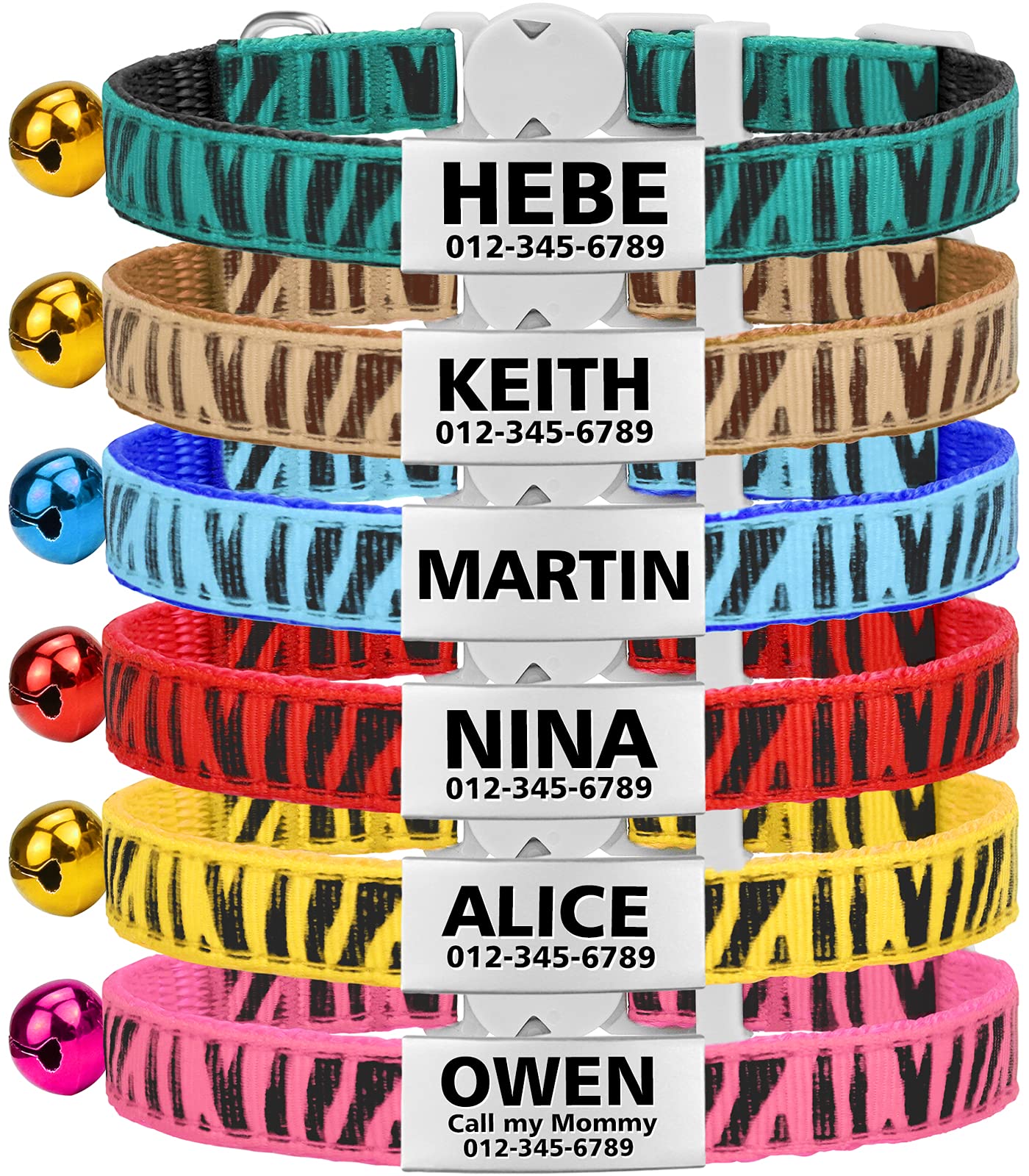 Collar Gato Personalizado con Cascabel, 1 Paquete, Liberación Rápida Collar Antiahogo para Gatos y Gatito, Verde