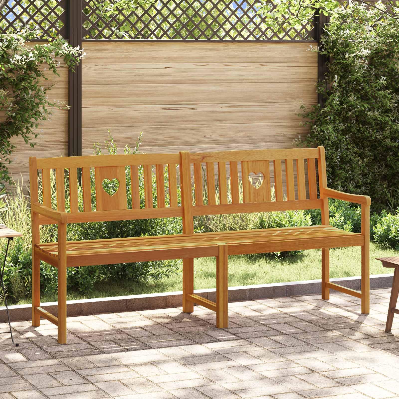 Fengshui Akazienholz Gartenbank 180 cm Natur Geolt | Massivholz, Armlehnen, Rustikales Design, Pflegeleicht, Fr Außenbereiche