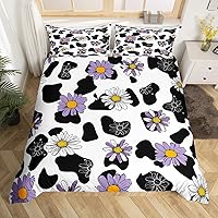 Vista 11 de Juego de ropa de cama con estampado de vaca lechera, funda de edredón rosa de tractor, camión de construcción de granja, funda de edredón rústica