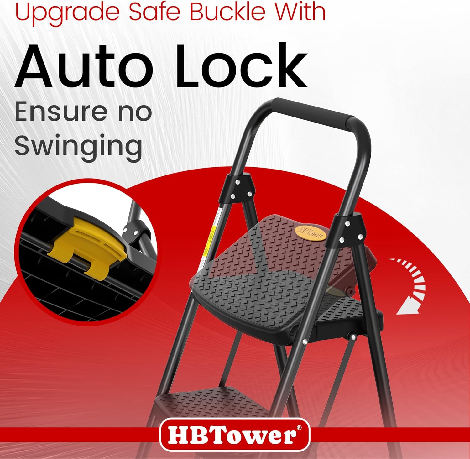 HBtower Step Ladder Sturdy, Heavy Duty Step Stool for Adults, Wide Anti-Slip Pedal Step Ladder Folding Step Stool for Home Kitchen Garage Outdoor (3 Step Ladder)