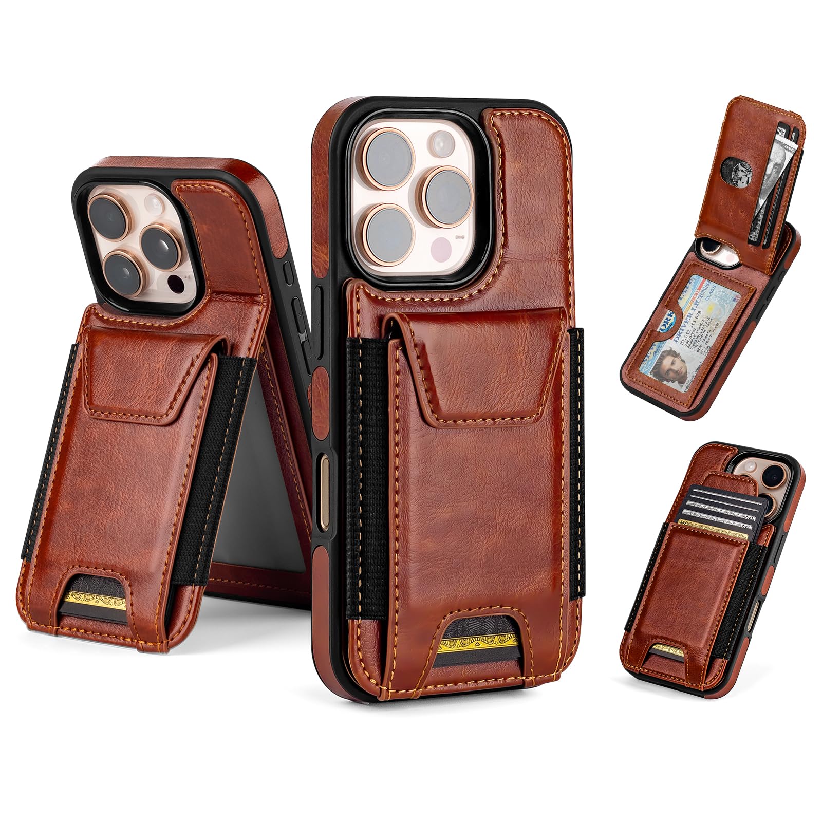 SkyEagle Compatible with iPhone 16 Pro Wallet Case with Card Holder,Women Men Phone Case PU Leather RFID Blocking Shockproof Magnetic Flip Cover