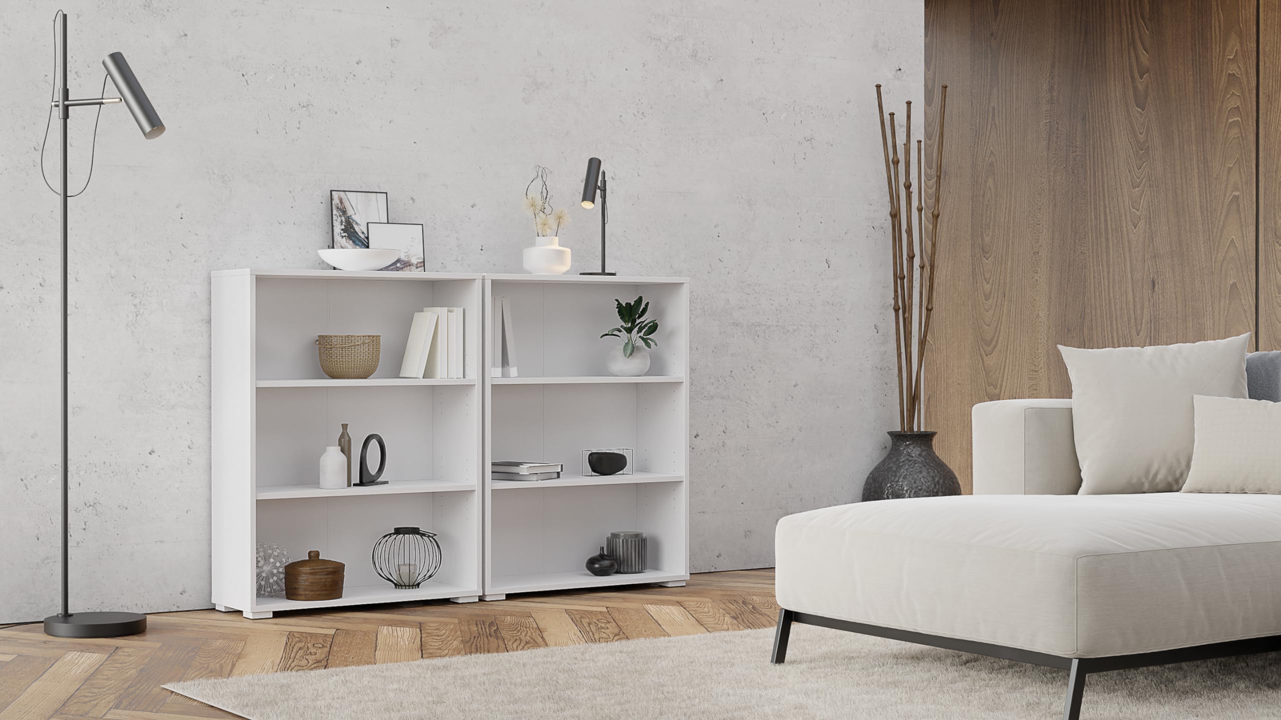 Regał biały, szerokość 80 cm – regał na książki z drewna – meble biurowe 80 x 30 x 106 cm – regał na książki 3 półki – regał biurowy na segregatory