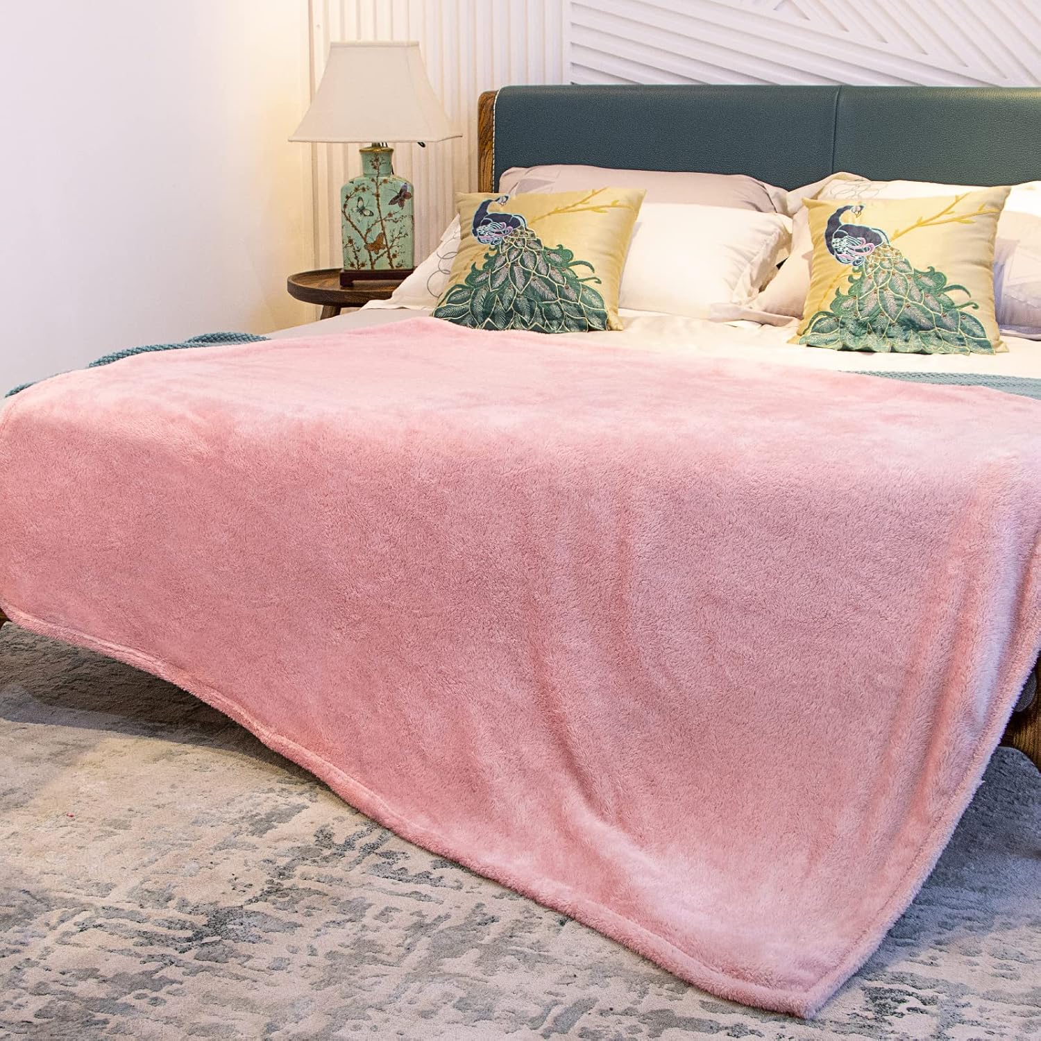 obinsm Warm Blanket Pink Soft Fleece Blankets Throw