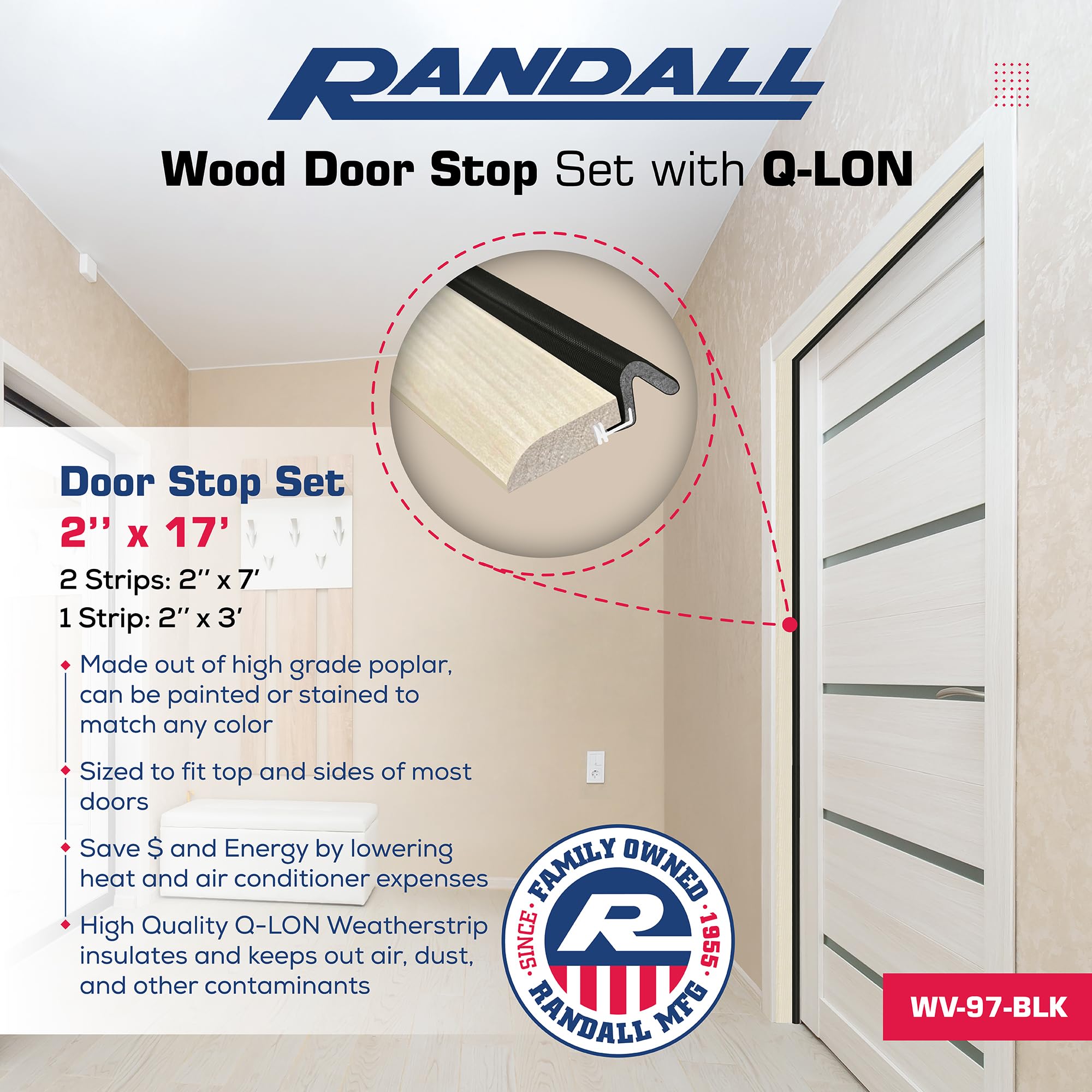 Streamline Pattern Door Stop Set, with Q-LON Weatherstrip 2-7 FT (84