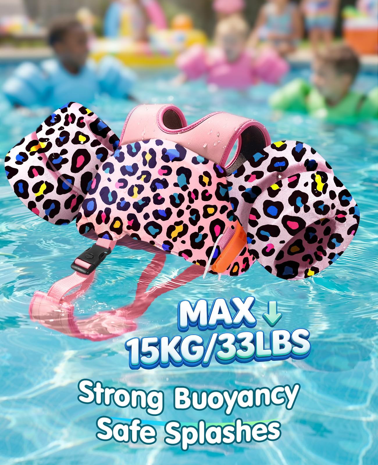 HeySplash Schwimmflügel für Kinder, Schwimmweste mit Verstellbar Schultergurt, Kinder Pool Schwimmjacke für 13-30/22-44 Pfund, Kleinkind Schwimmtrainer für Alter 2-6 Kinder Schwimmen Lernen