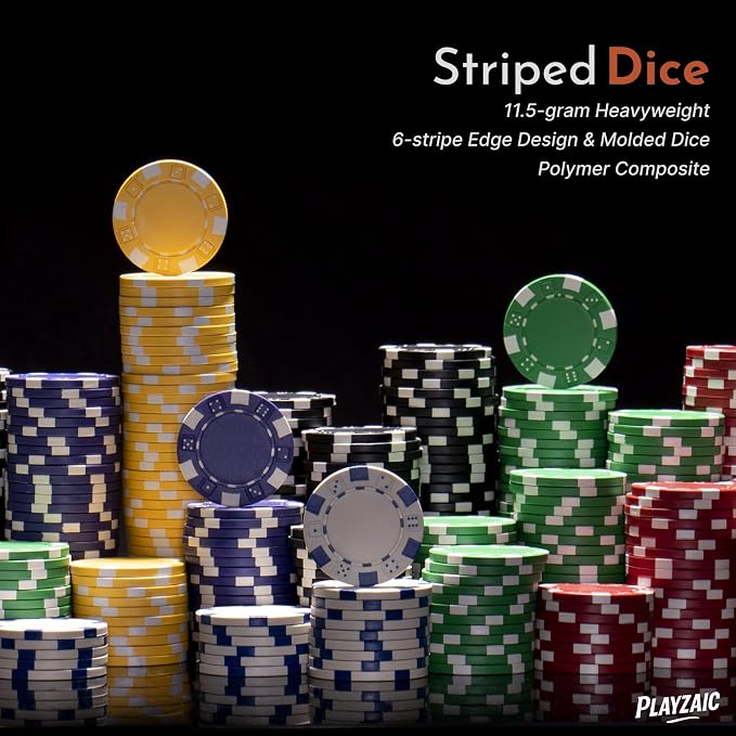 Set de fichas de póker Striped Dice 1000 piezas miniatura 4