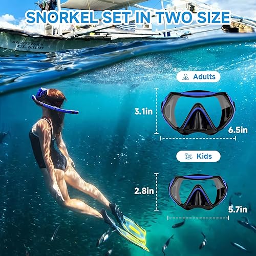 Miniatura 6 de Equipo de snorkel para adultos, juego de esnórquel seco máscara de buceo (púrpura + azul)