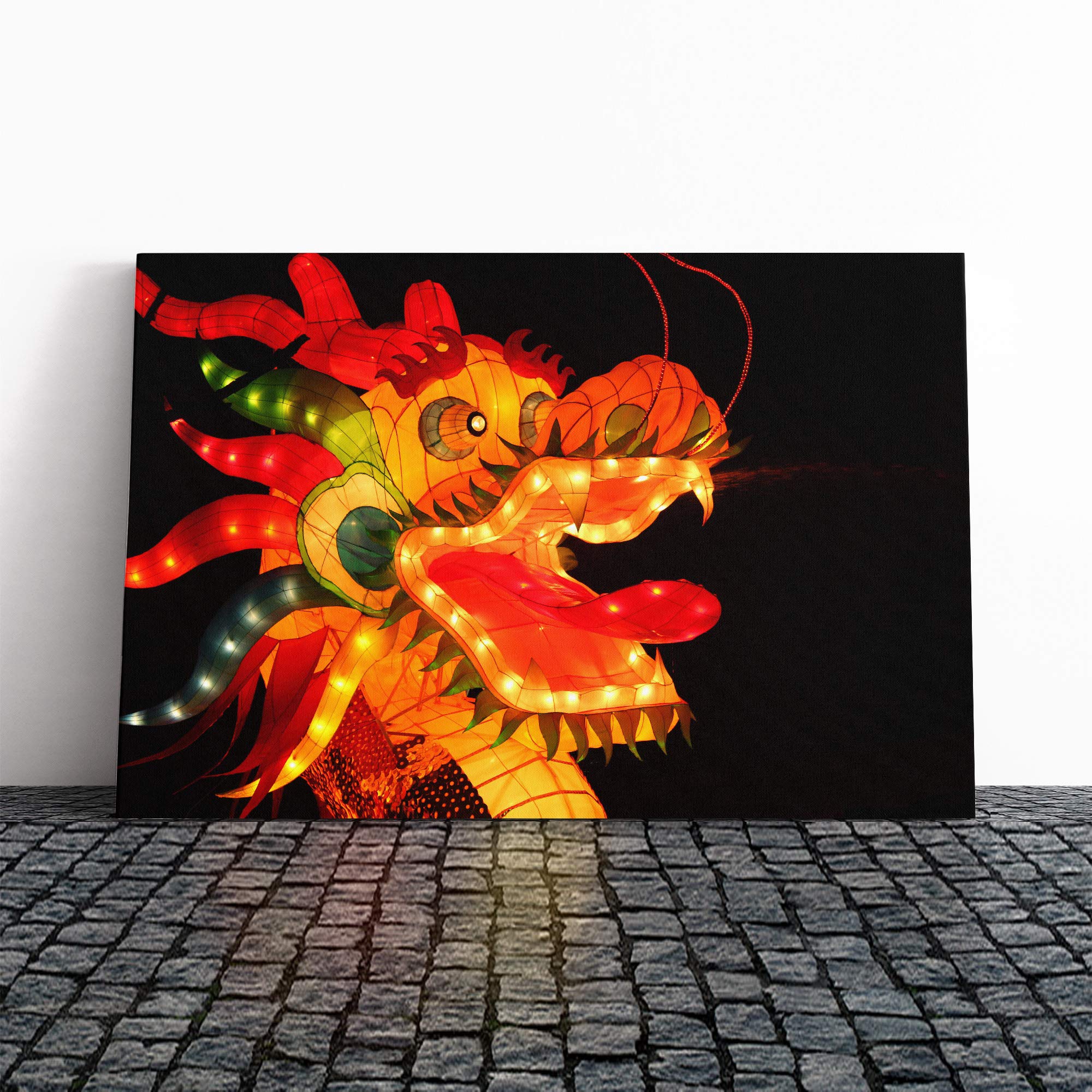 Chinese Dragon Lantern Festival Canvas Print | Gallery Wrapped 30mm Frame Wall Art | 30x20 inches | Ready to Hang | Modern Animal Picture | Living Room Bedroom Lounge Office
