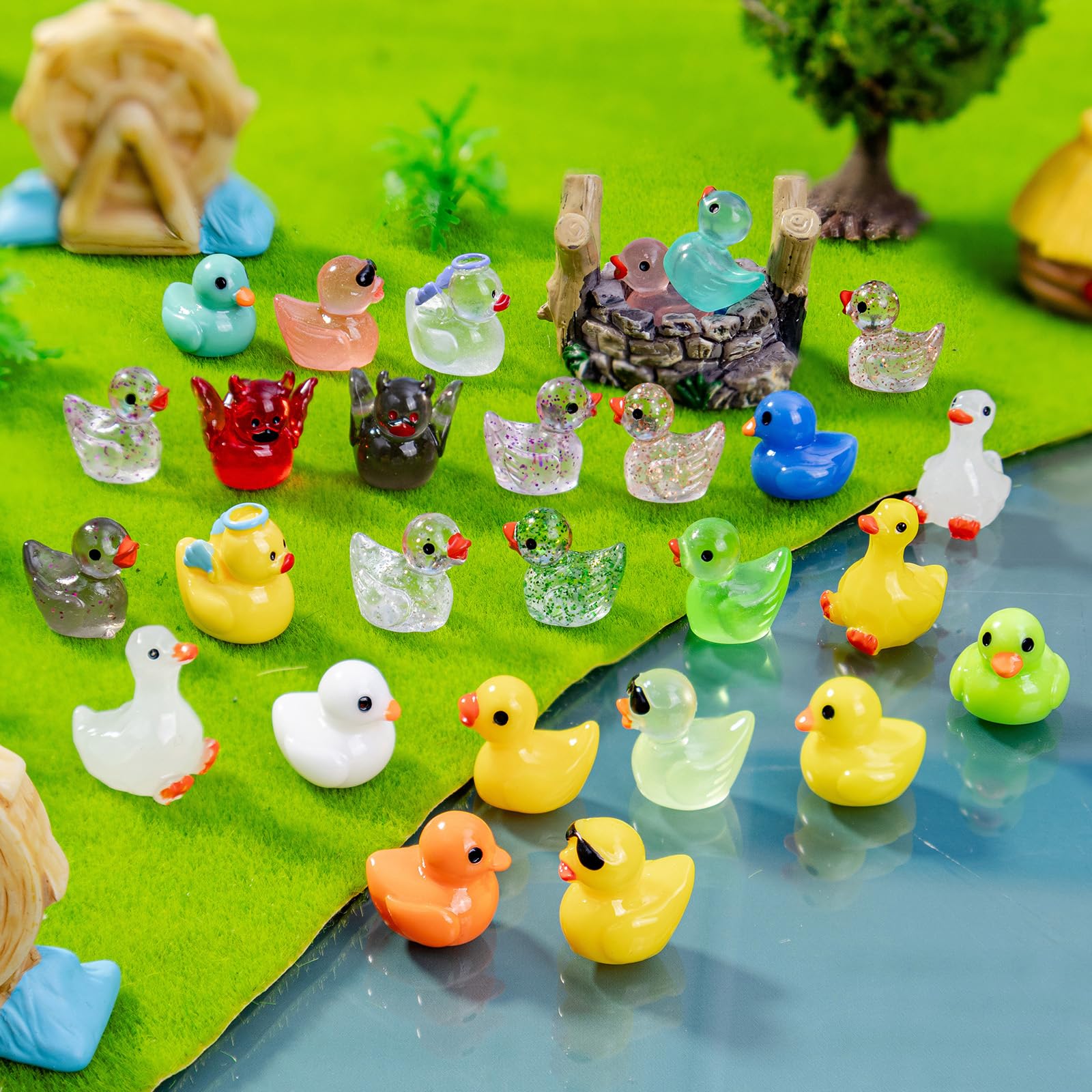 100 Patitos De Resina Con Gafas De Sol – Mini Figuras De 1.6 Cm Para Decoración De Jardín
