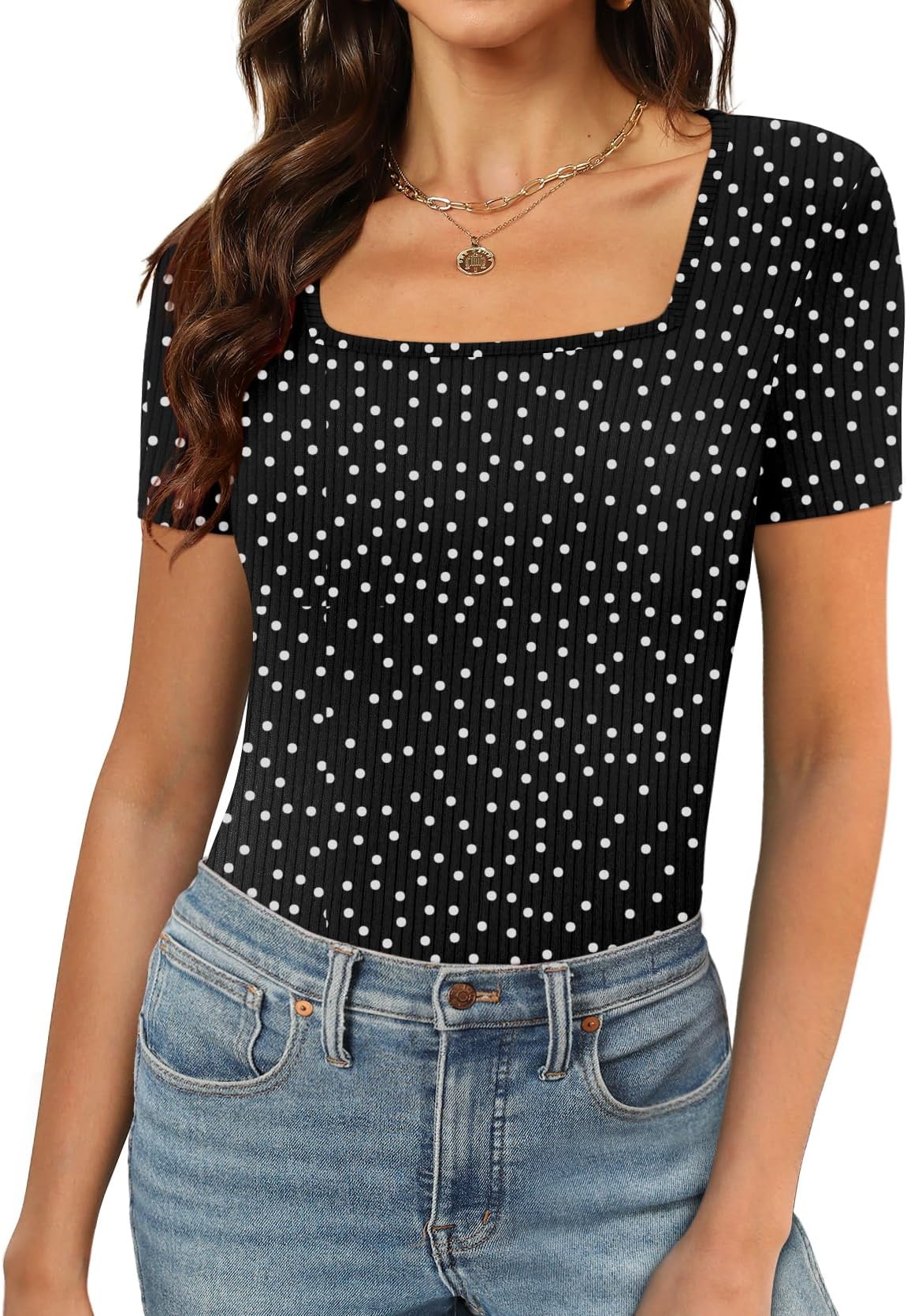 – Women's V Neck Lace Tank Tops Summer Casual Sleeveless Shirts Side Split
