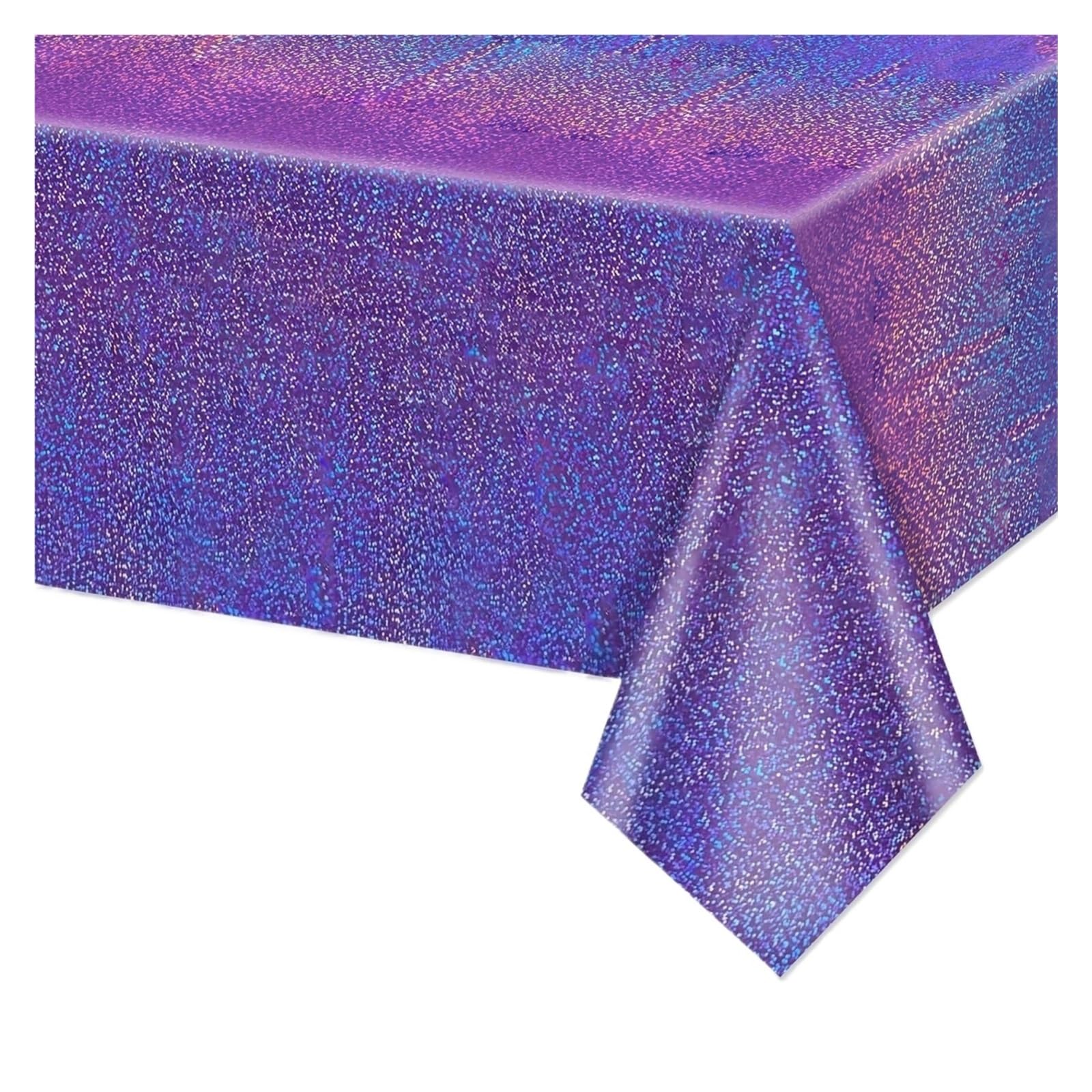 Disco Table Runner Holographic Glitter Tablecloth 137x274cm for Wedding Birthday Disco–Waterproof, Easy Clean(3 PCS,Purple)