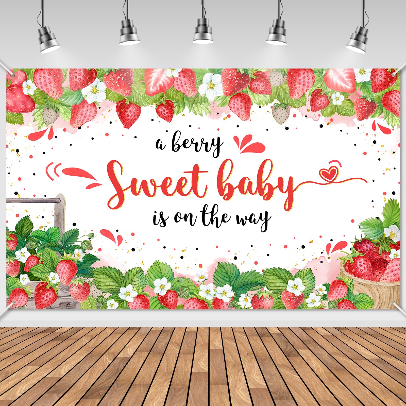 Avezano Strawberry Baby Shower Banner Floral A Berry Sweet Baby Is On The Way Decorations Girl Baby Shower Party Decorations Background