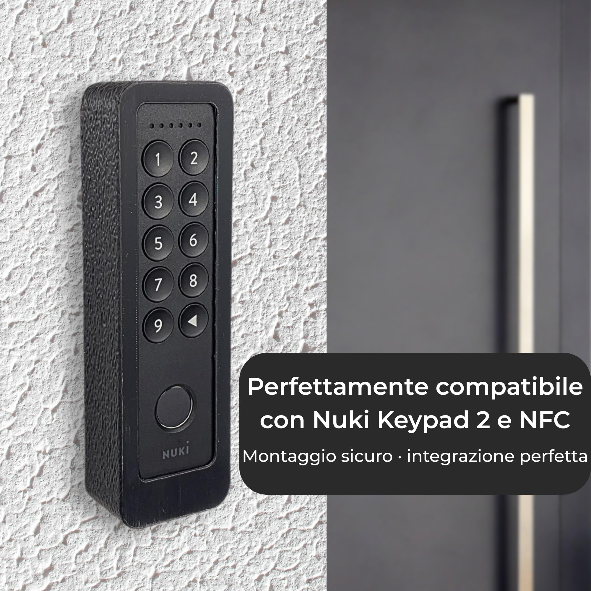 Generisch Supporto da parete compatibile con Nuki Keypad 2 - Copertura antifurto con vite di sicurezza Torx - Senza protezione dalle intemperie - Superficie simile a intonaco - Nero (senza tetto