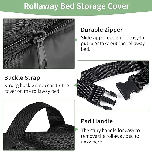 Miniatura 4 de Funda de cama enrollable resistente al agua, universal, plegable, con cremallera, protector a prueba de polvo, 39 pulgadas de largo x 15 pulgadas de