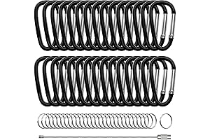 30-Pack Aluminum D-Shape Carabiner Clips with Durable Keyring Keychain Hooks